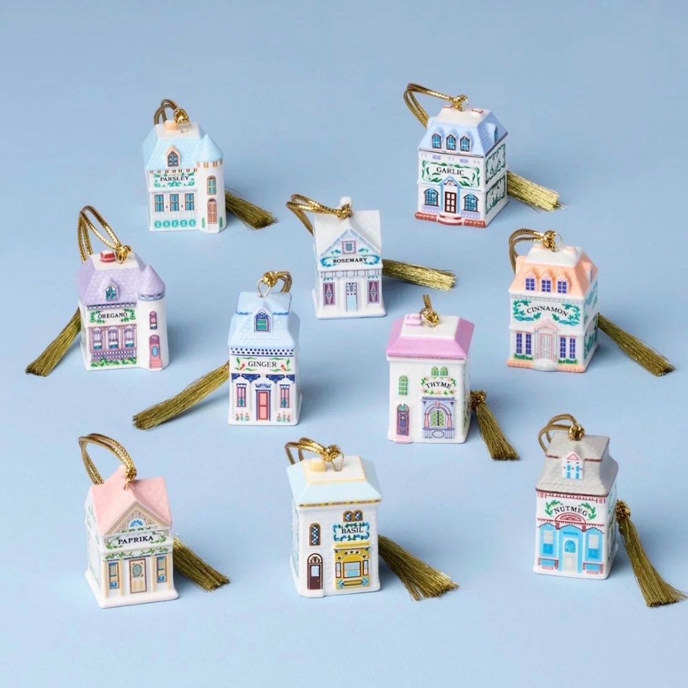 Lenox Spice Village 10-Piece Ornament Set - W/Bonus Lenox Spice Village Glass